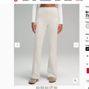 Lululemon Brushed Softstreme Ribbed Zip Flared Pant